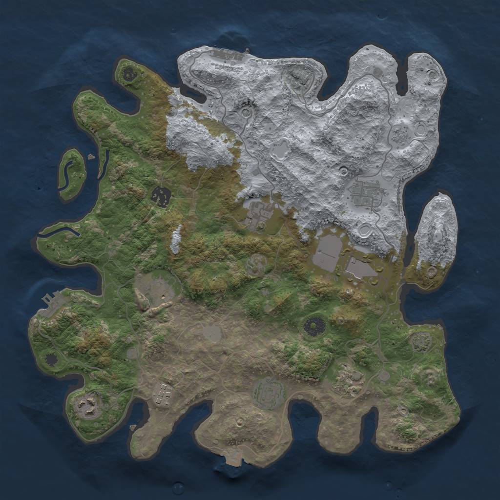 Rust Map: Procedural Map, Size: 3700, Seed: 728639481, 17 Monuments