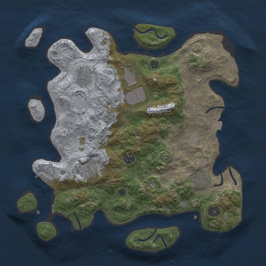 Rust Map: Procedural Map, Size: 3500, Seed: 1029459829, 13 Monuments