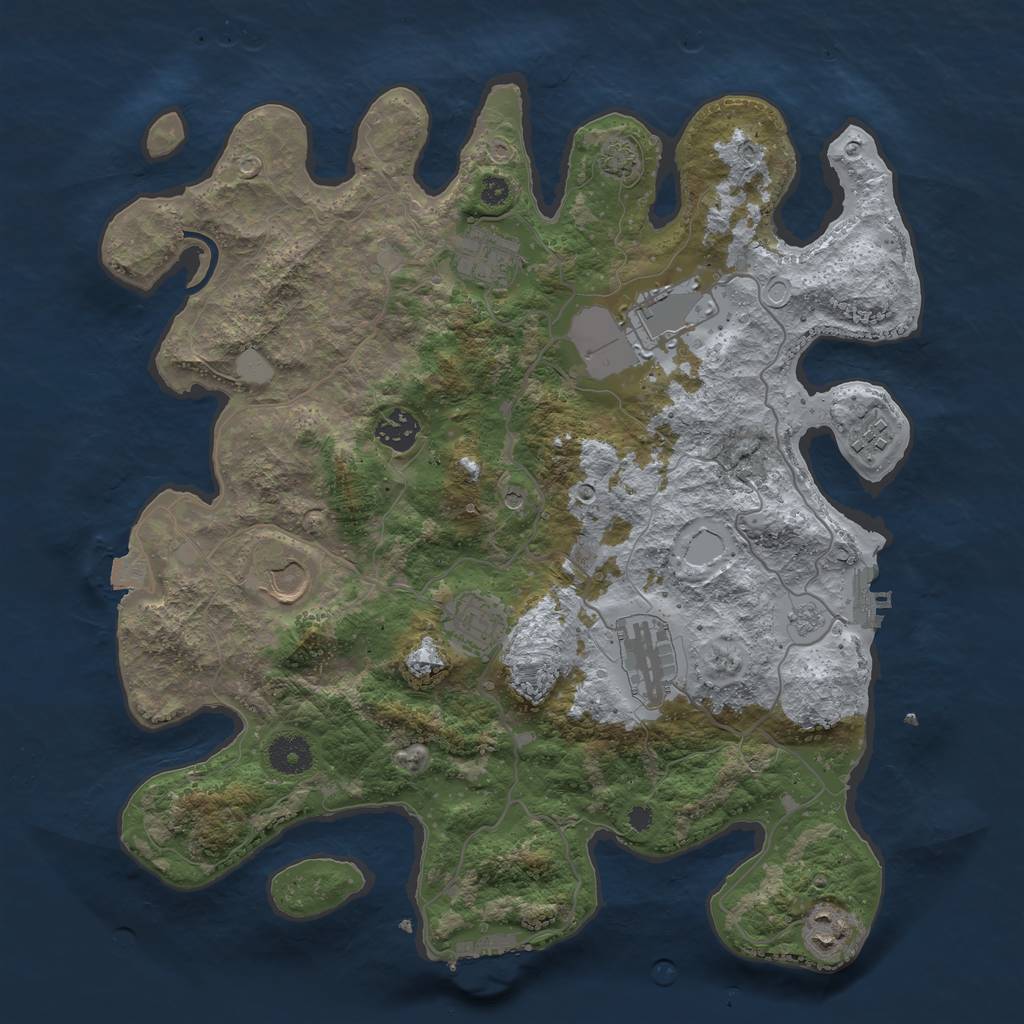 Rust Map: Procedural Map, Size: 3700, Seed: 828347474, 16 Monuments