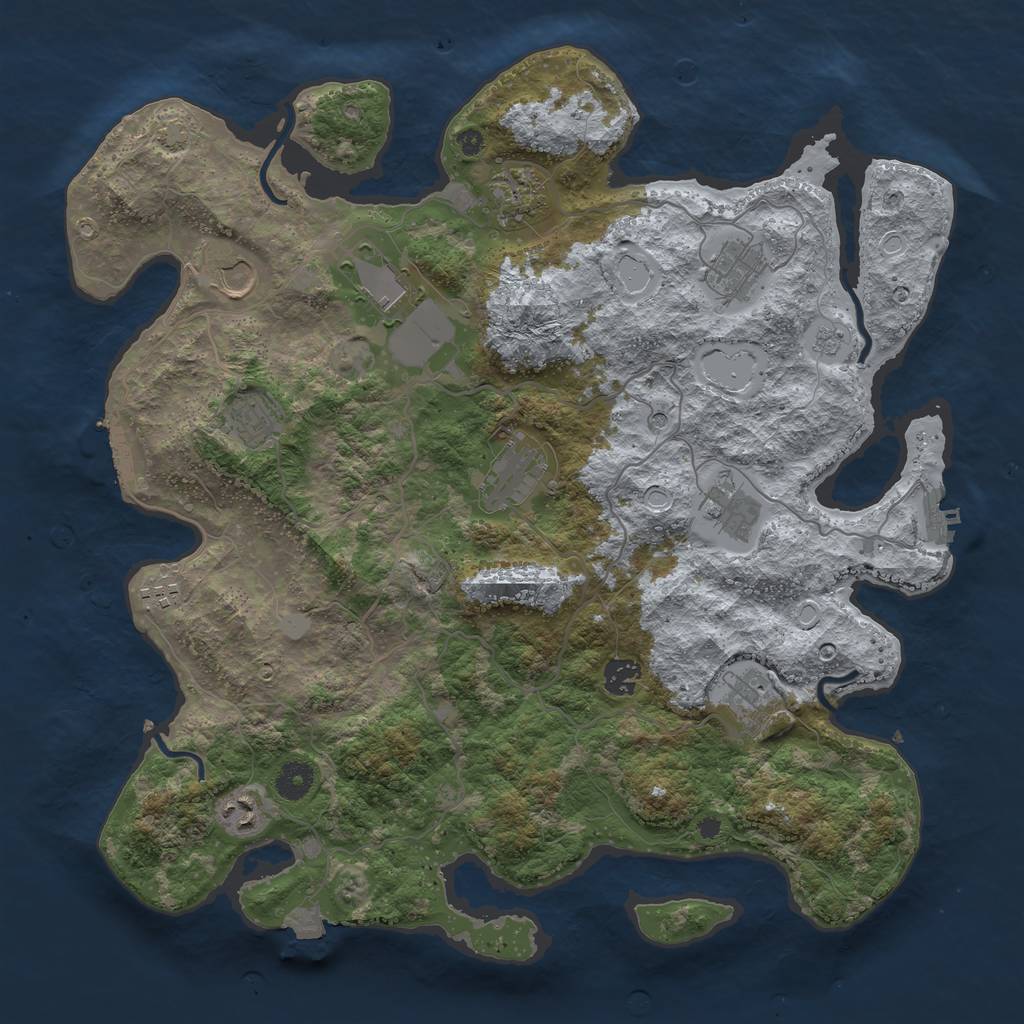 Rust Map: Procedural Map, Size: 4050, Seed: 1865457105, 19 Monuments