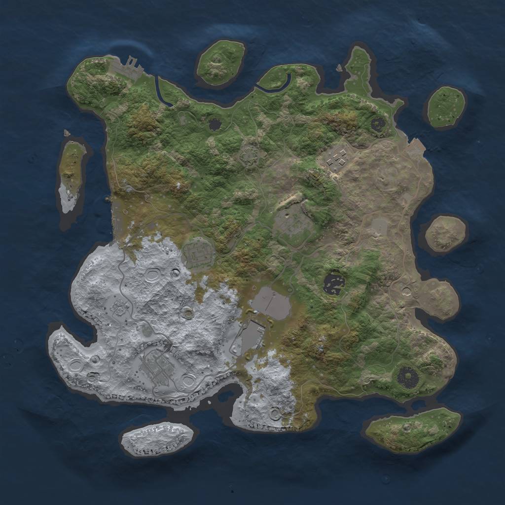 Rust Map: Procedural Map, Size: 3500, Seed: 1615316316, 14 Monuments