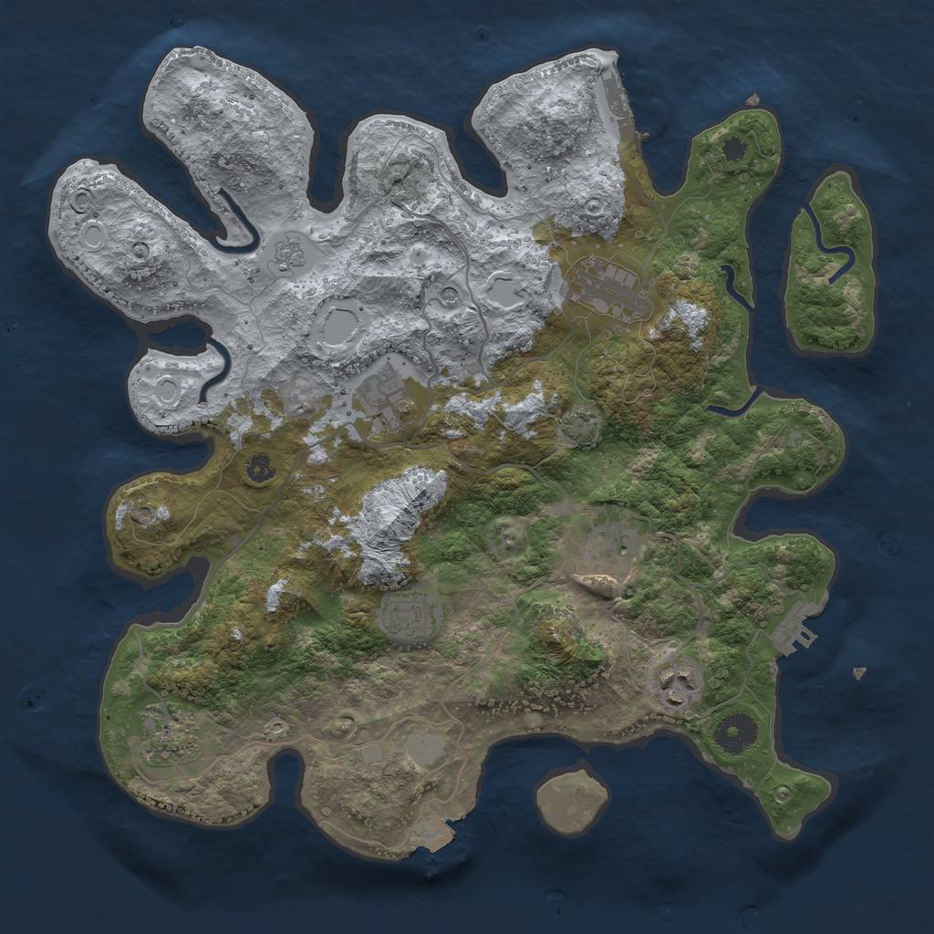 Rust Map: Procedural Map, Size: 3450, Seed: 198694592, 14 Monuments