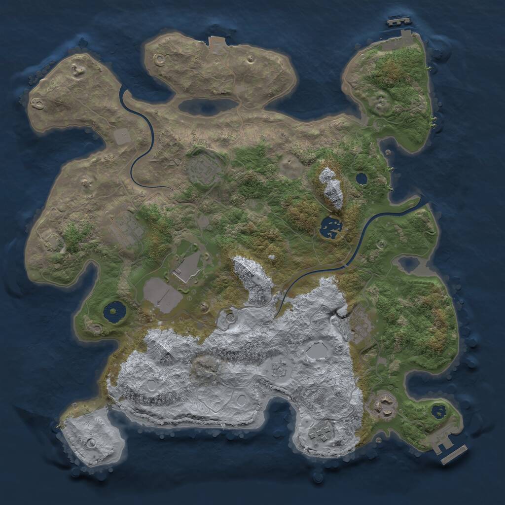 Rust Map: Procedural Map, Size: 3500, Seed: 106400934, 13 Monuments