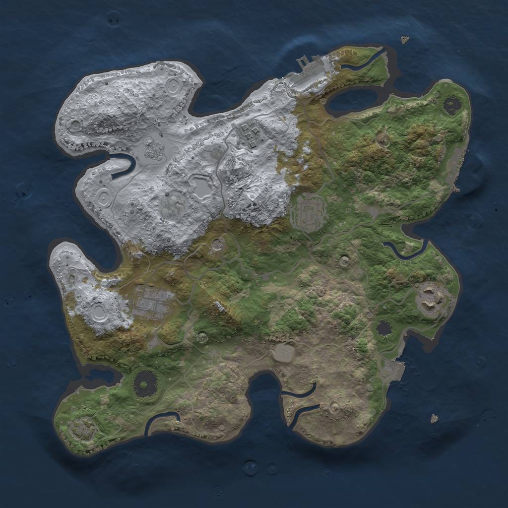 Rust Map: Procedural Map, Size: 3000, Seed: 1267024144, 12 Monuments