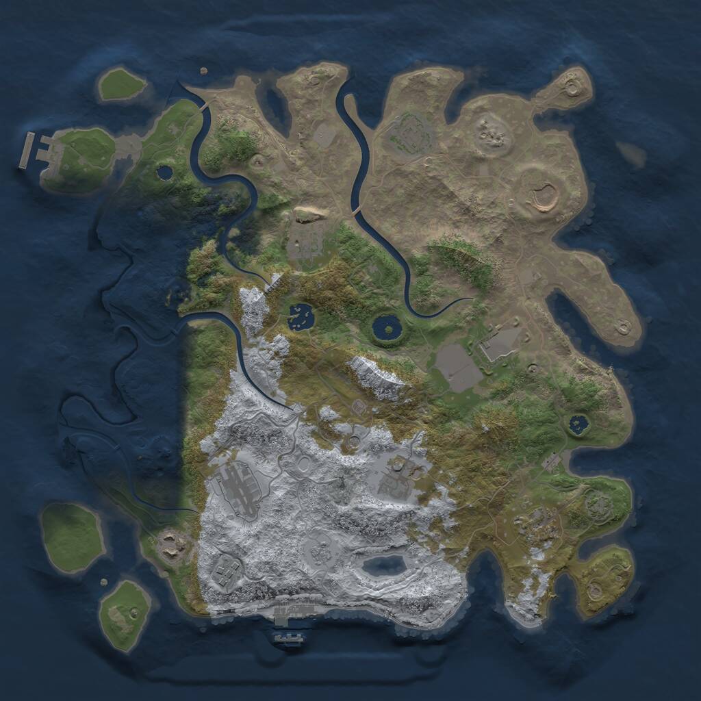 Rust Map: Procedural Map, Size: 3800, Seed: 1181066691, 16 Monuments