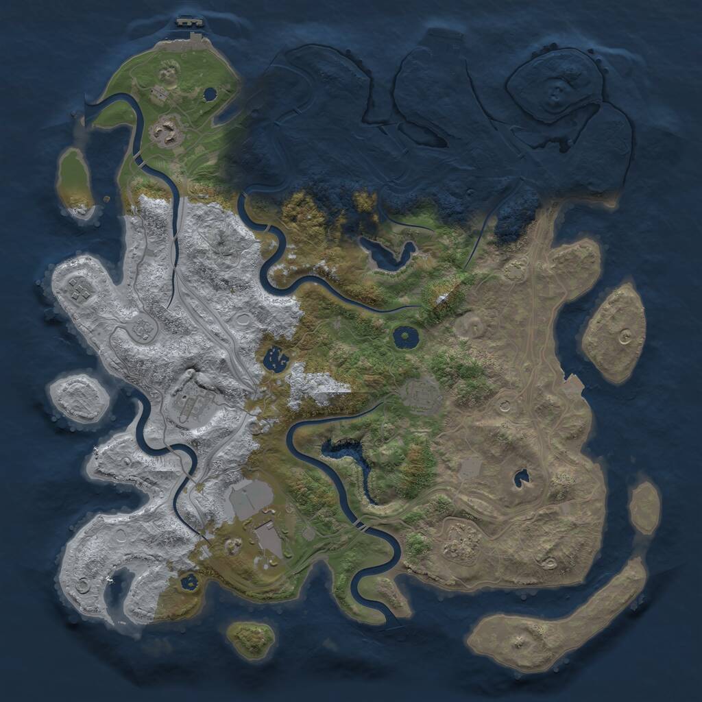Rust Map: Procedural Map, Size: 4250, Seed: 2033684335, 13 Monuments