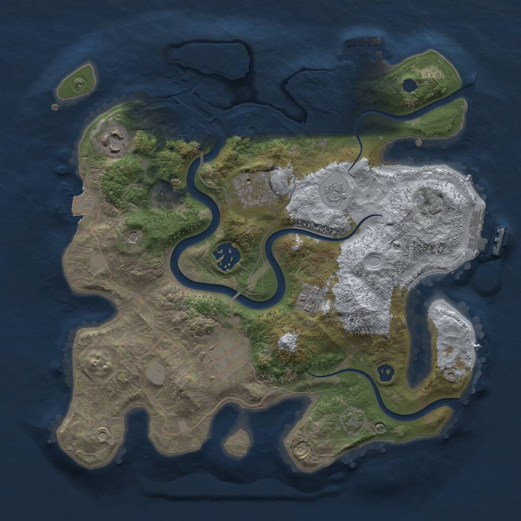 Rust Map: Procedural Map, Size: 3000, Seed: 2098271980, 11 Monuments