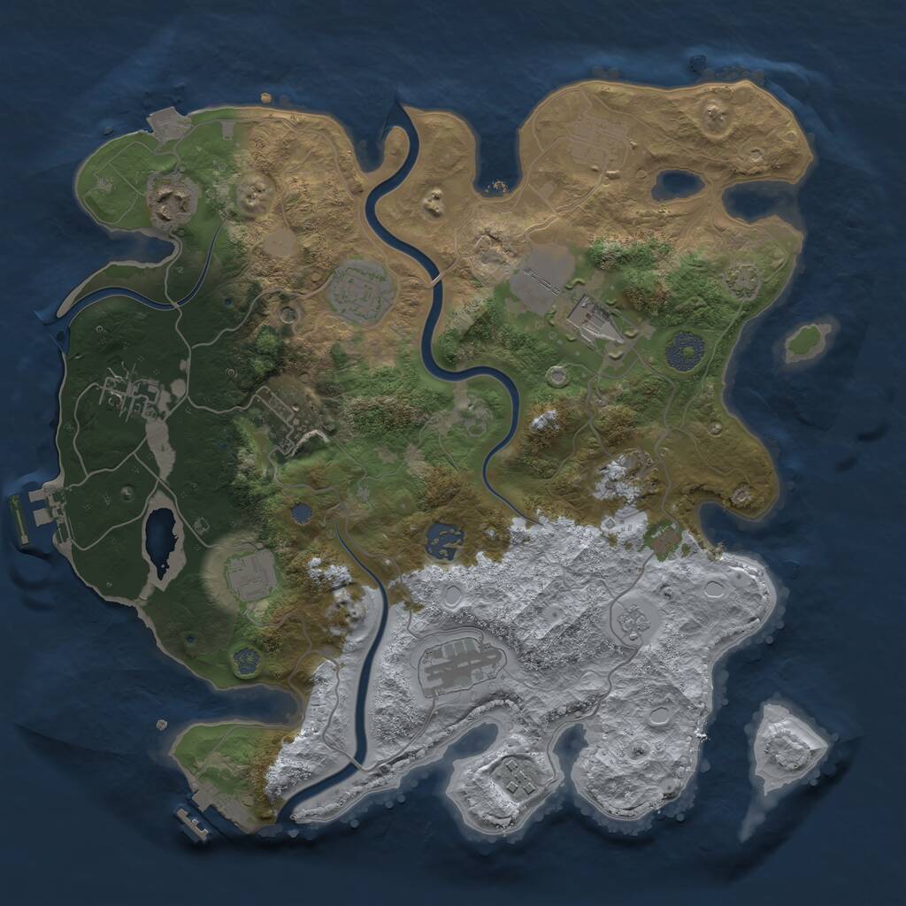 Rust Map: Procedural Map, Size: 3500, Seed: 1096443690, 16 Monuments
