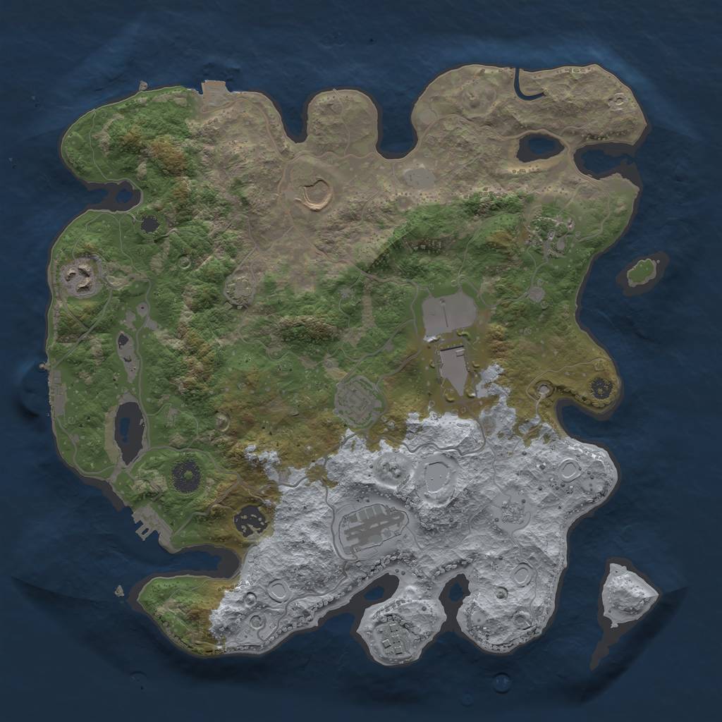 Rust Map: Procedural Map, Size: 3500, Seed: 1096443690, 16 Monuments