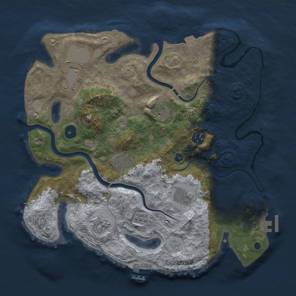 Rust Map: Procedural Map, Size: 3500, Seed: 25808880, 13 Monuments