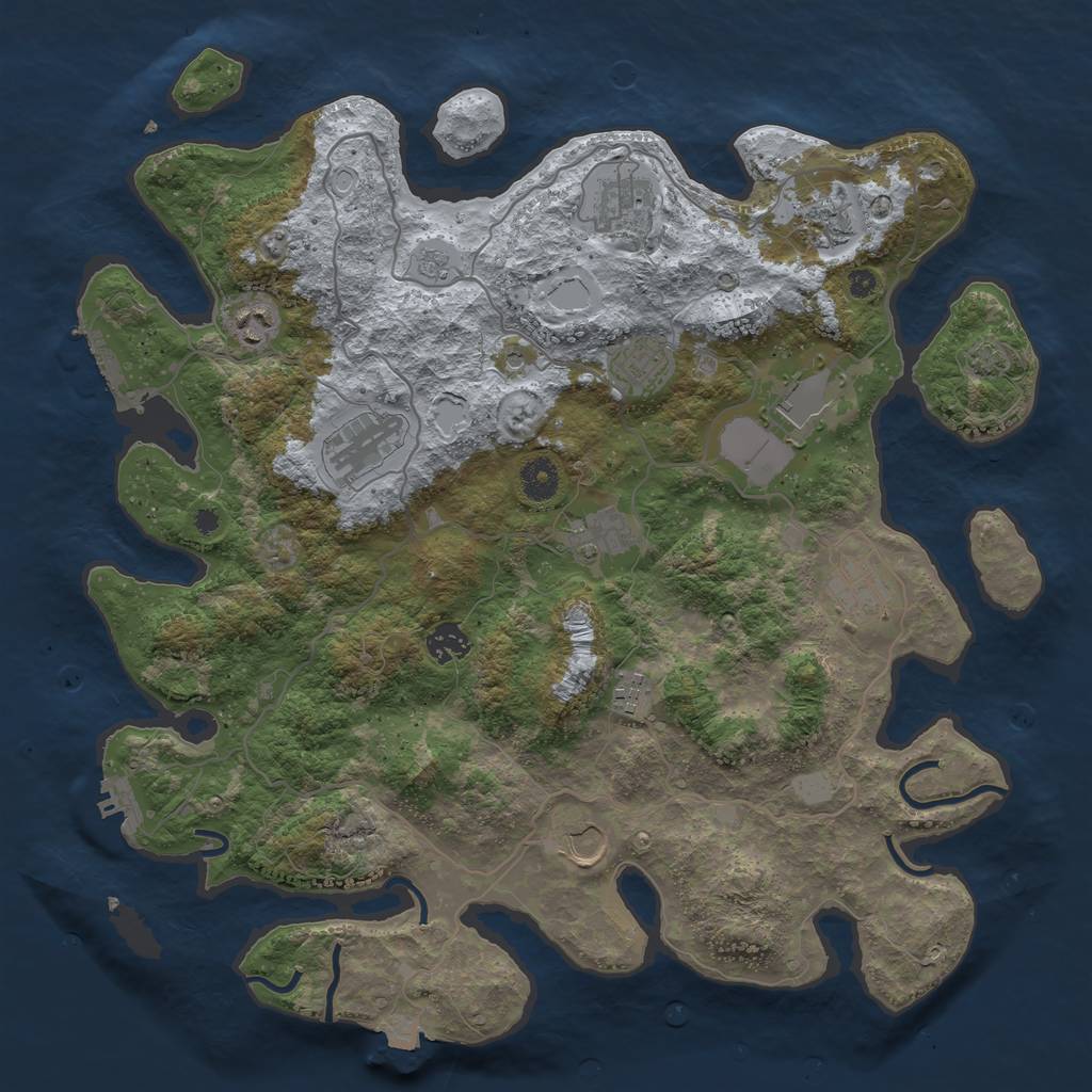 Rust Map: Procedural Map, Size: 4000, Seed: 2004507775, 19 Monuments