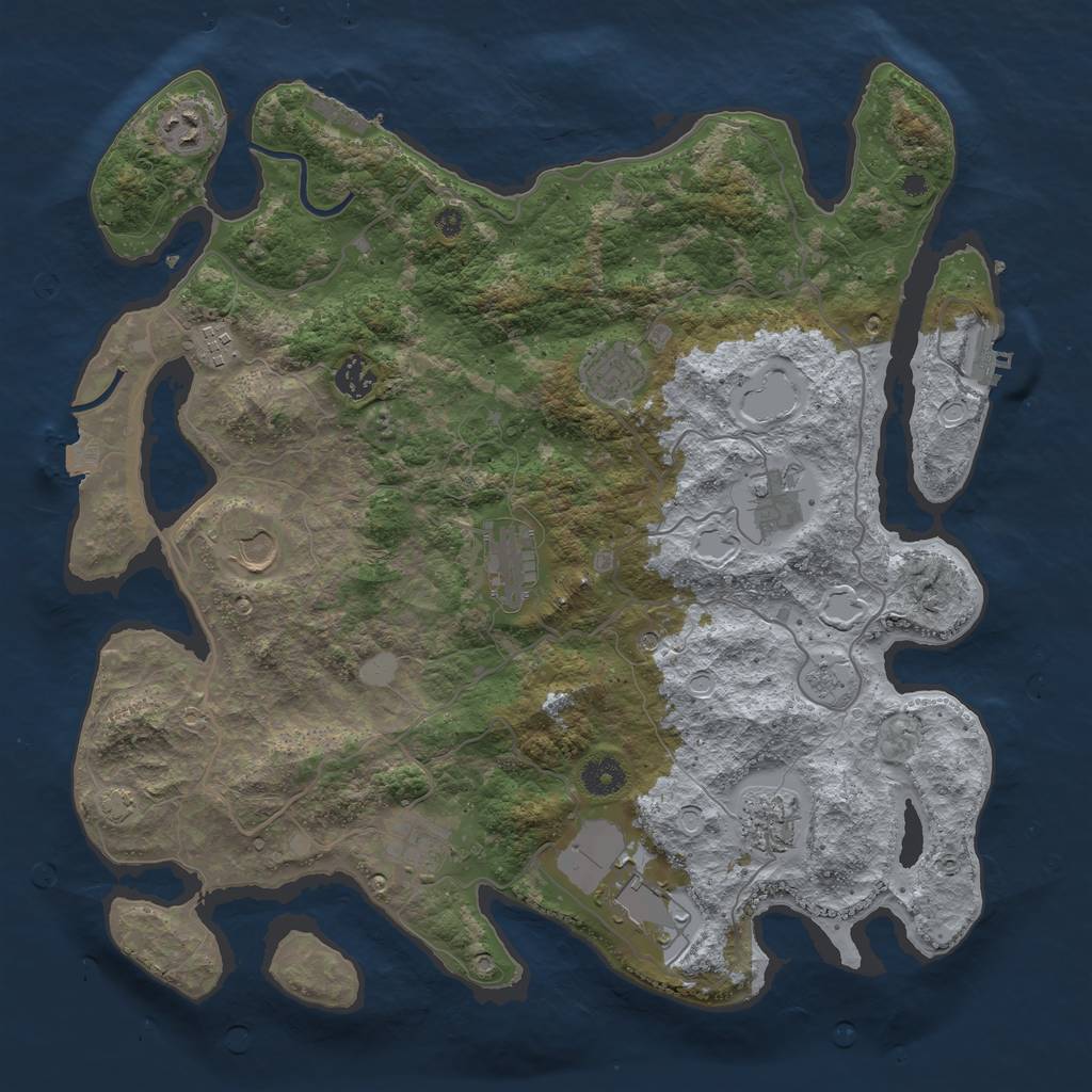 Rust Map: Procedural Map, Size: 4000, Seed: 1912541743, 18 Monuments
