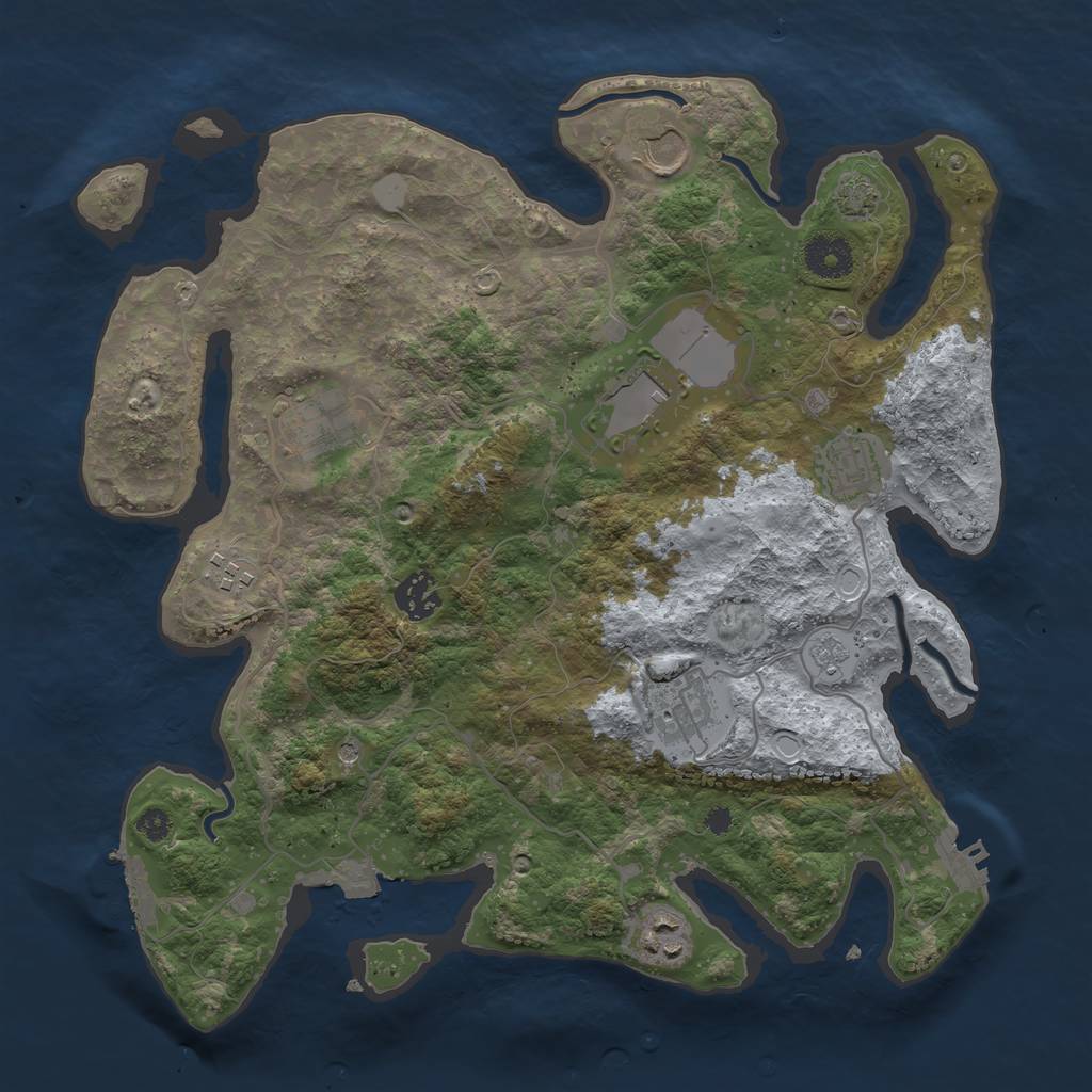 Rust Map: Procedural Map, Size: 3500, Seed: 11985, 16 Monuments