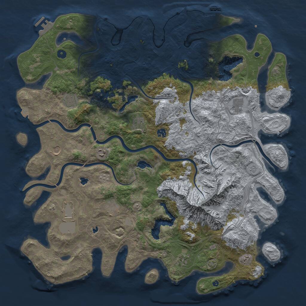 Rust Map: Procedural Map, Size: 5000, Seed: 53132246, 16 Monuments