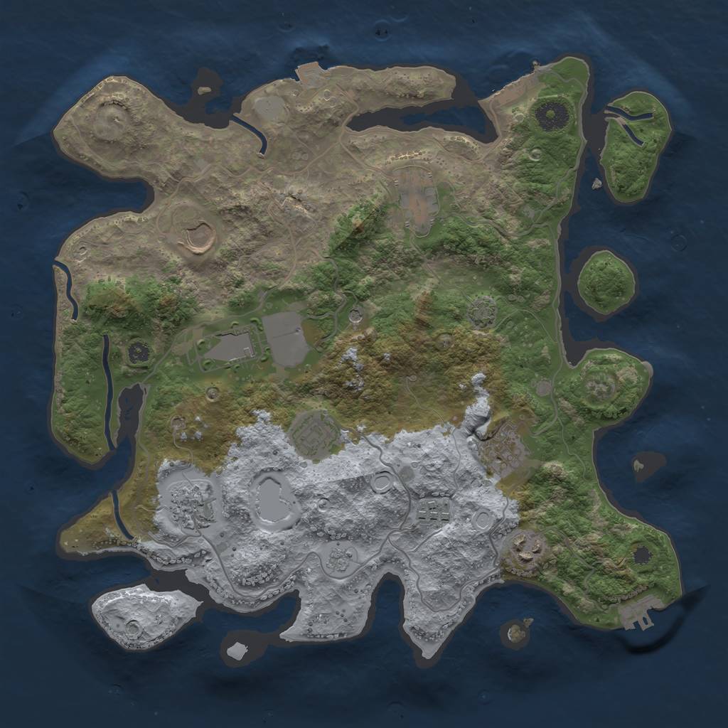 Rust Map: Procedural Map, Size: 3500, Seed: 692944344, 16 Monuments