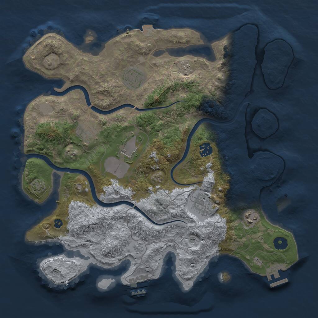 Rust Map: Procedural Map, Size: 3500, Seed: 692944344, 13 Monuments