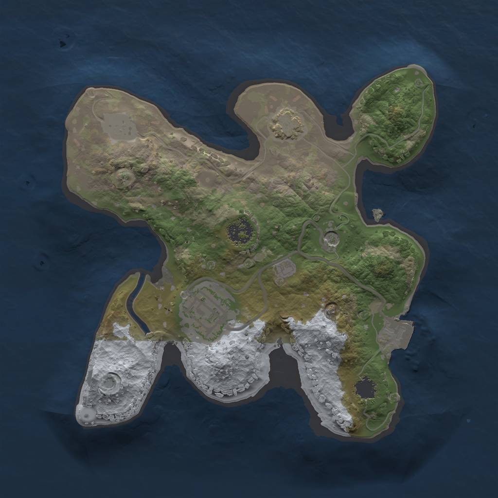 Rust Map: Procedural Map, Size: 2000, Seed: 1814344611, 6 Monuments