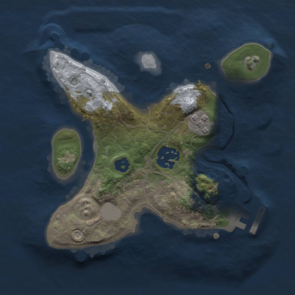 Rust Map: Procedural Map, Size: 2000, Seed: 5985, 4 Monuments