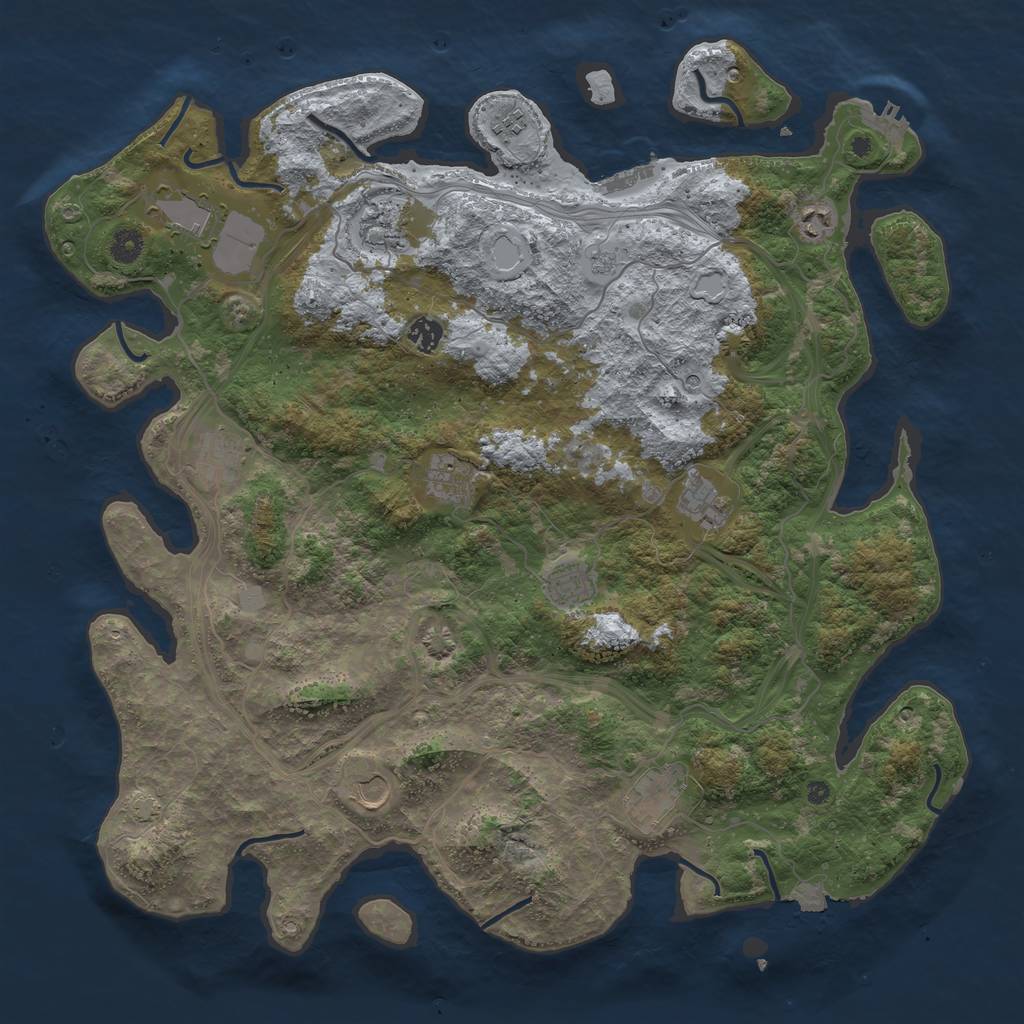 Rust Map: Procedural Map, Size: 4500, Seed: 1371274387, 19 Monuments