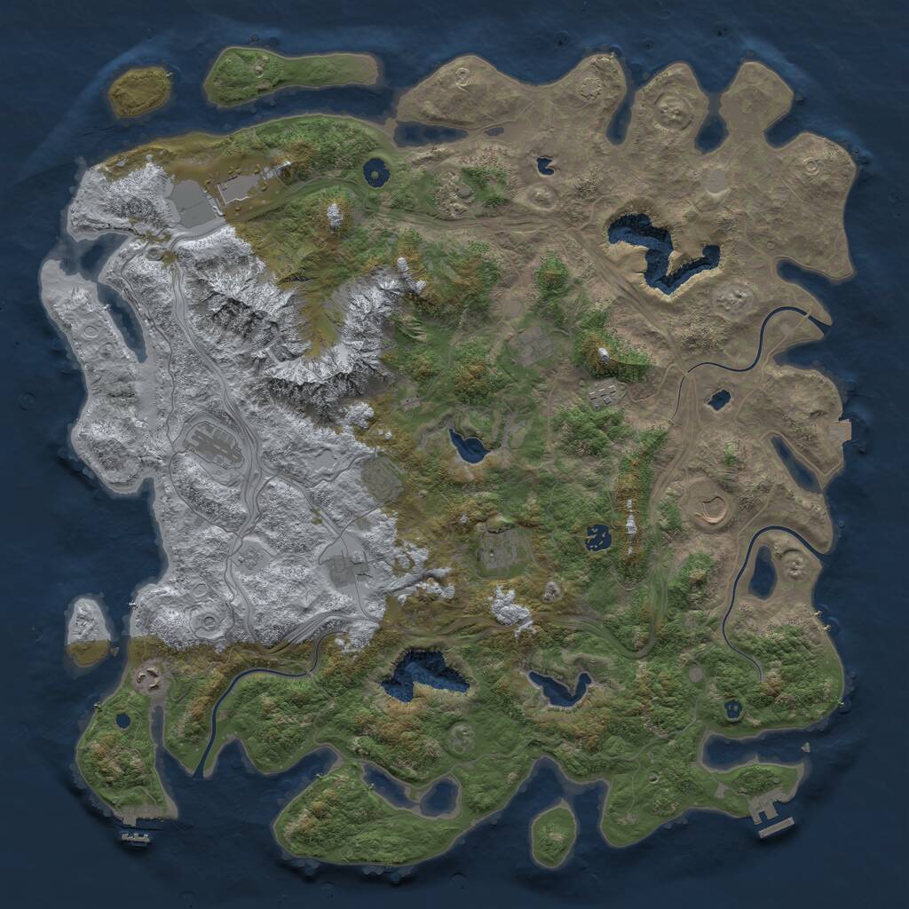 Rust Map: Procedural Map, Size: 5000, Seed: 742345897, 17 Monuments