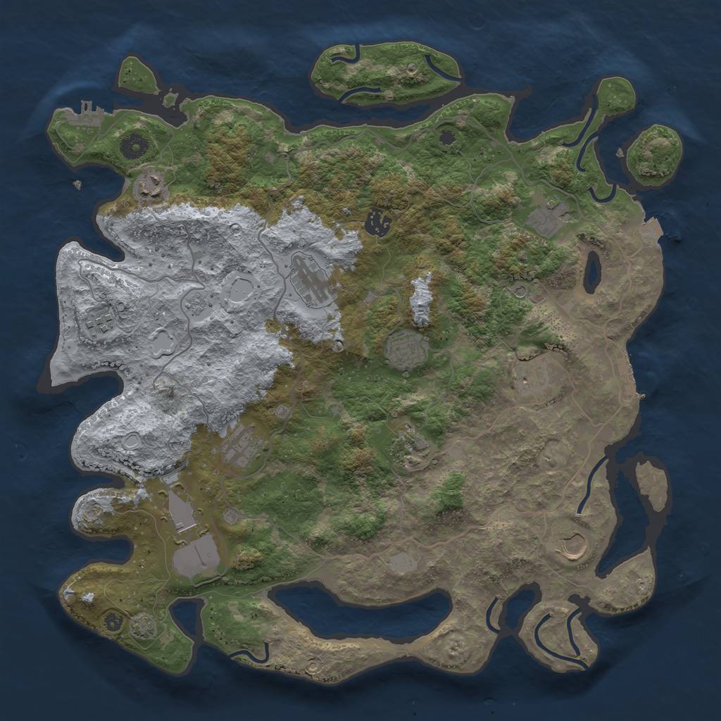 Rust Map: Procedural Map, Size: 4050, Seed: 263272859, 19 Monuments