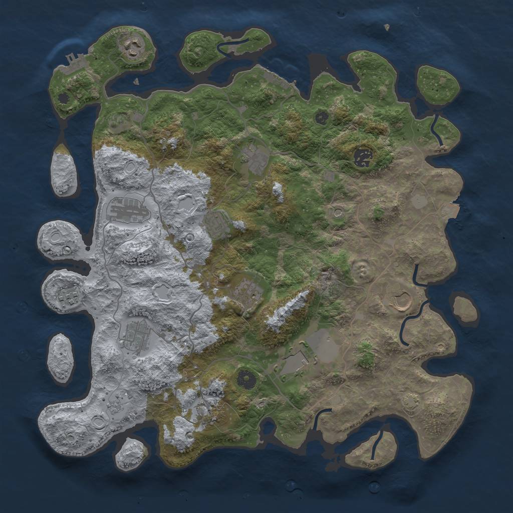 Rust Map: Procedural Map, Size: 4000, Seed: 778729844, 19 Monuments