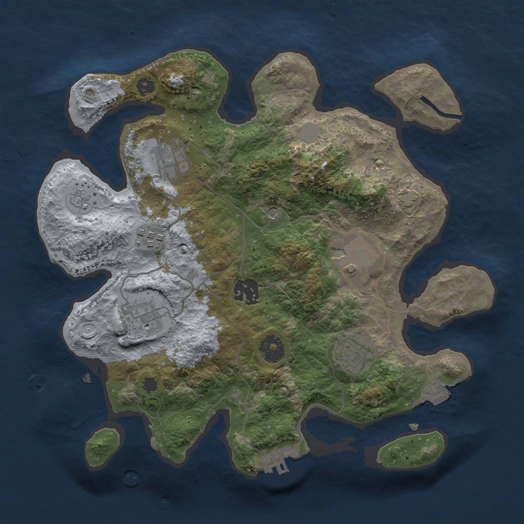 Rust Map: Procedural Map, Size: 3000, Seed: 96345, 13 Monuments