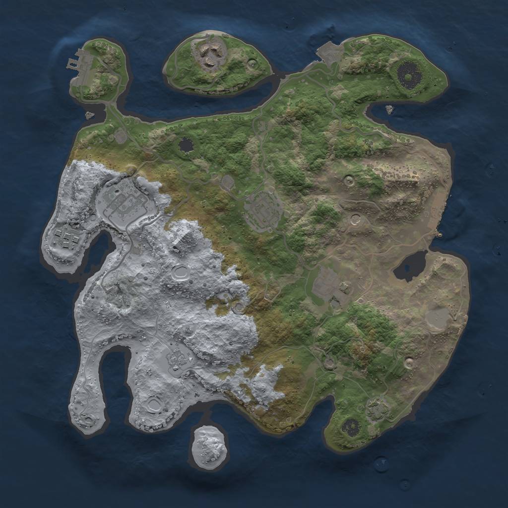 Rust Map: Procedural Map, Size: 3000, Seed: 82225, 13 Monuments