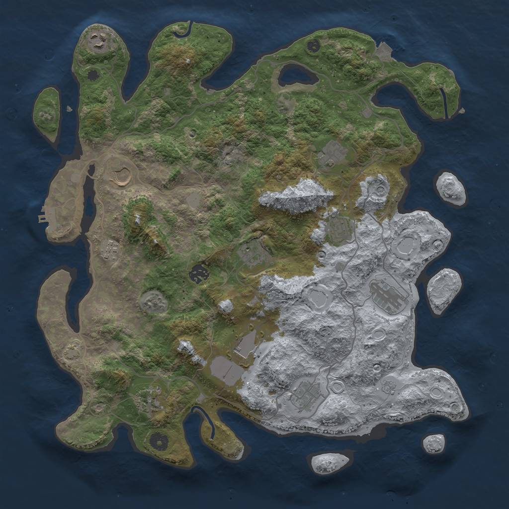 Rust Map: Procedural Map, Size: 4100, Seed: 19612024, 18 Monuments