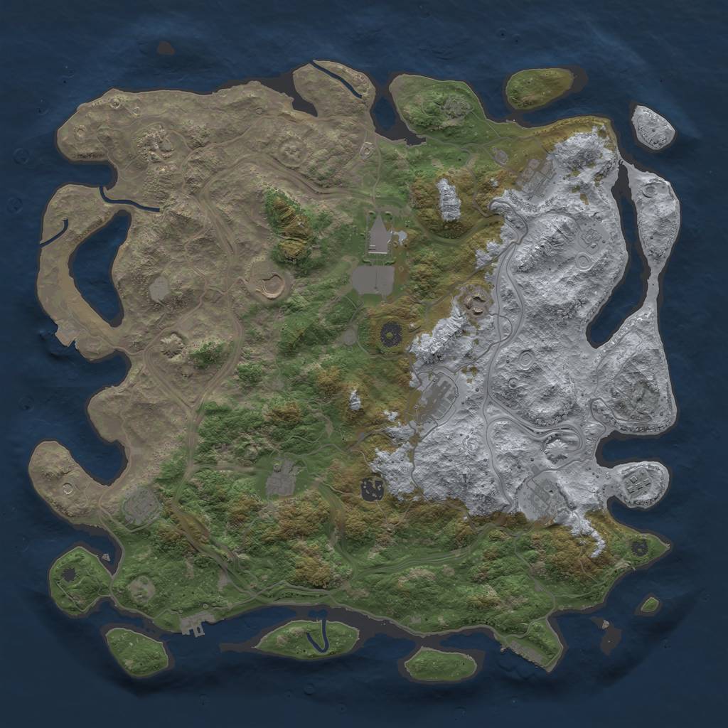 Rust Map: Procedural Map, Size: 4500, Seed: 1138026899, 19 Monuments