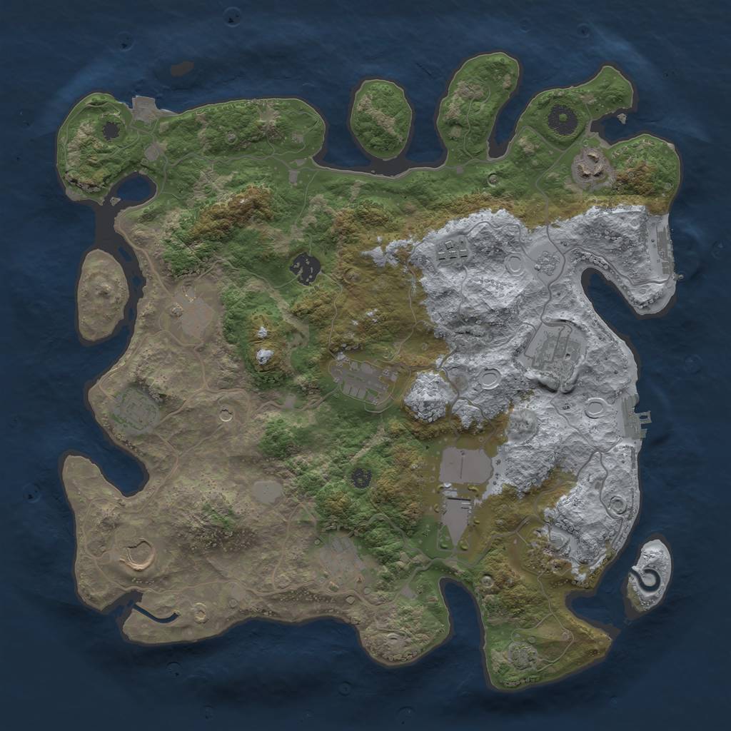 Rust Map: Procedural Map, Size: 3700, Seed: 939295475, 19 Monuments
