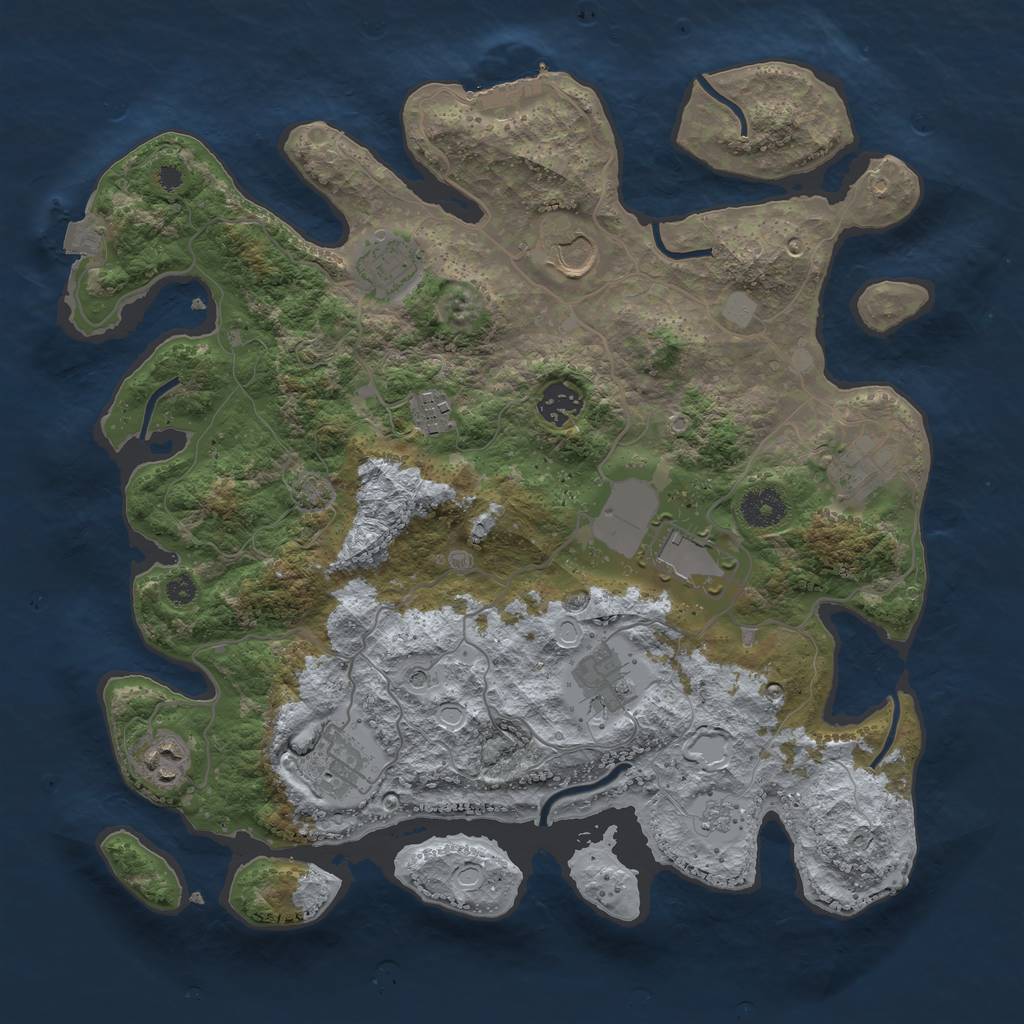 Rust Map: Procedural Map, Size: 3650, Seed: 8778296, 16 Monuments
