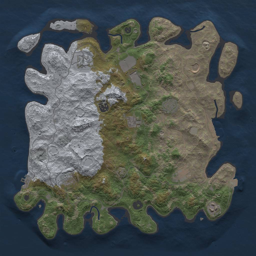 Rust Map: Procedural Map, Size: 4000, Seed: 424966786, 18 Monuments