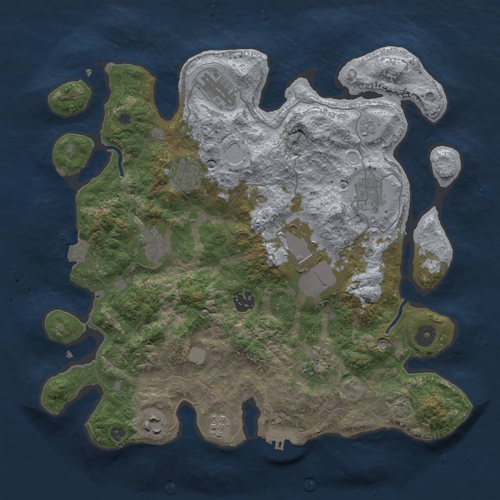 Rust Map: Procedural Map, Size: 3500, Seed: 1102803844, 16 Monuments