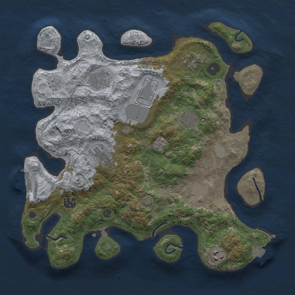 Rust Map: Procedural Map, Size: 3500, Seed: 425551502, 16 Monuments