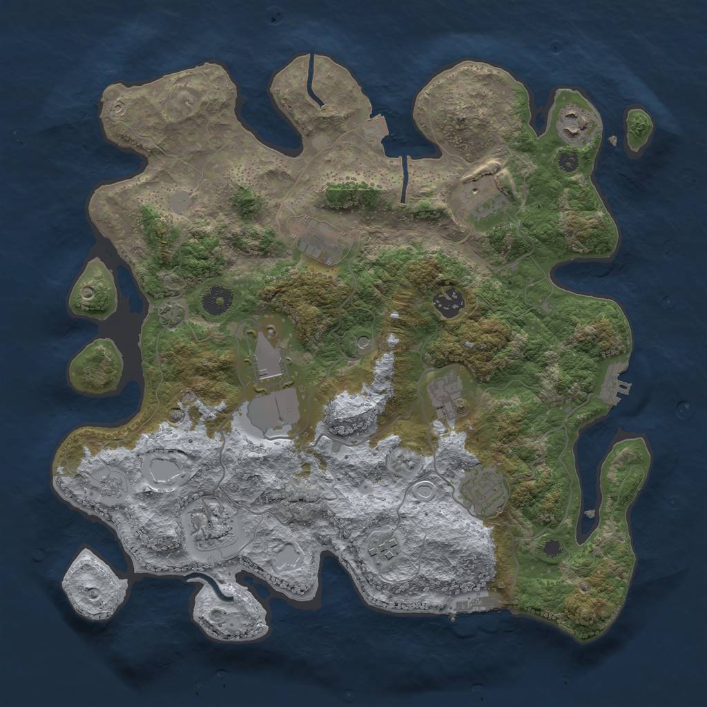 Rust Map: Procedural Map, Size: 3600, Seed: 22701, 17 Monuments