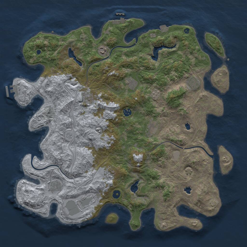 Rust Map: Procedural Map, Size: 4500, Seed: 1368673024, 16 Monuments