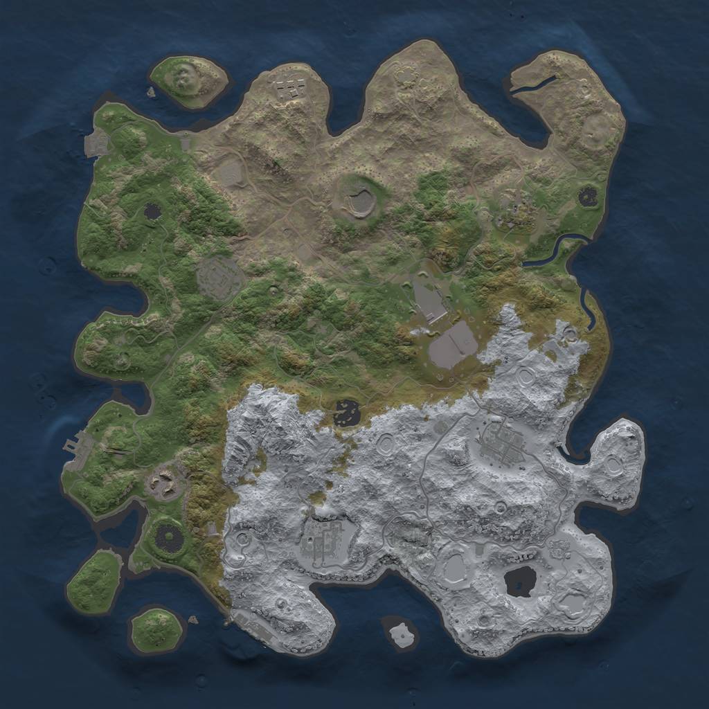 Rust Map: Procedural Map, Size: 3750, Seed: 1791705489, 17 Monuments