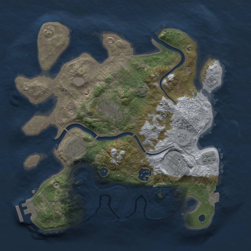 Rust Map: Procedural Map, Size: 3000, Seed: 1264669397, 10 Monuments