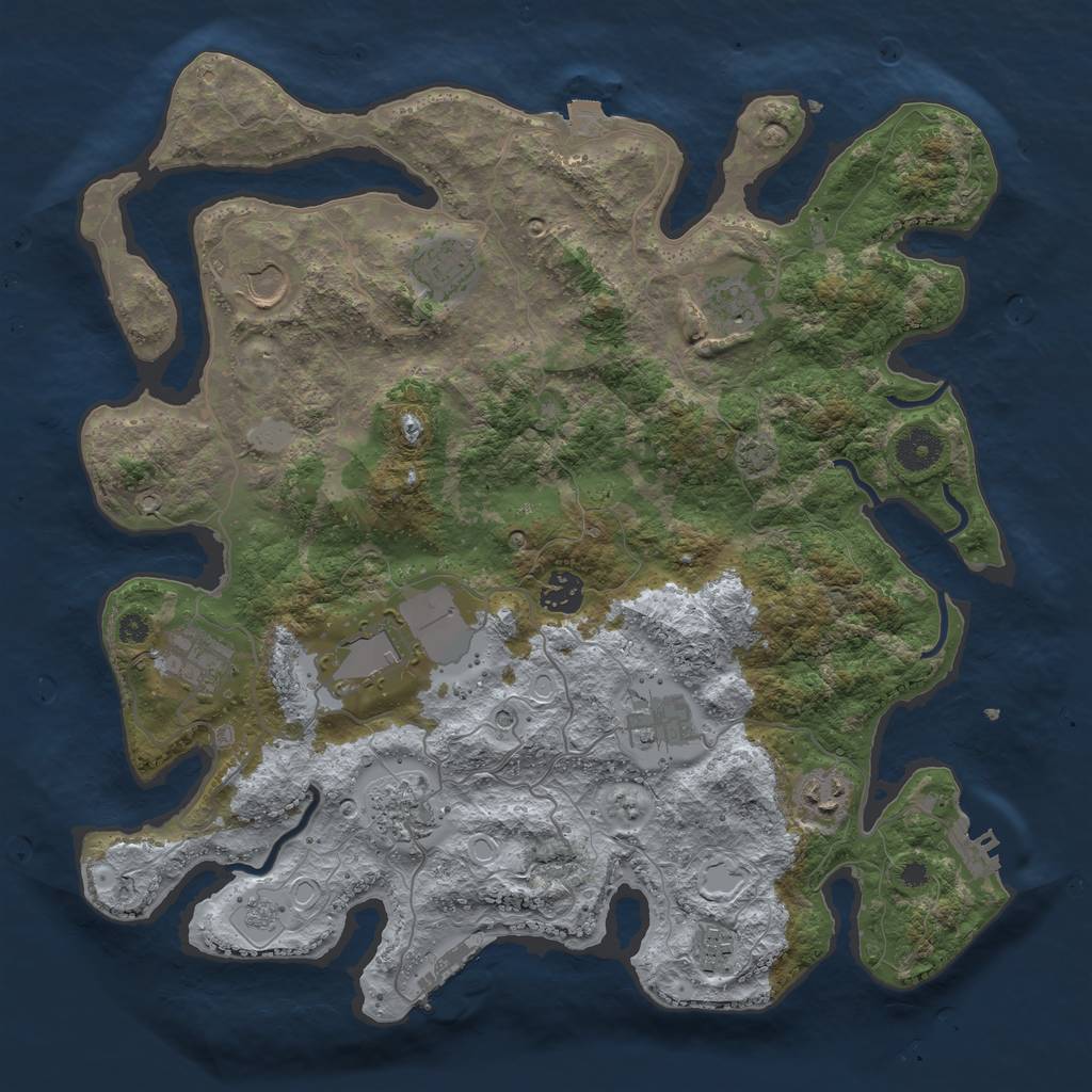Rust Map: Procedural Map, Size: 3750, Seed: 2066124484, 18 Monuments