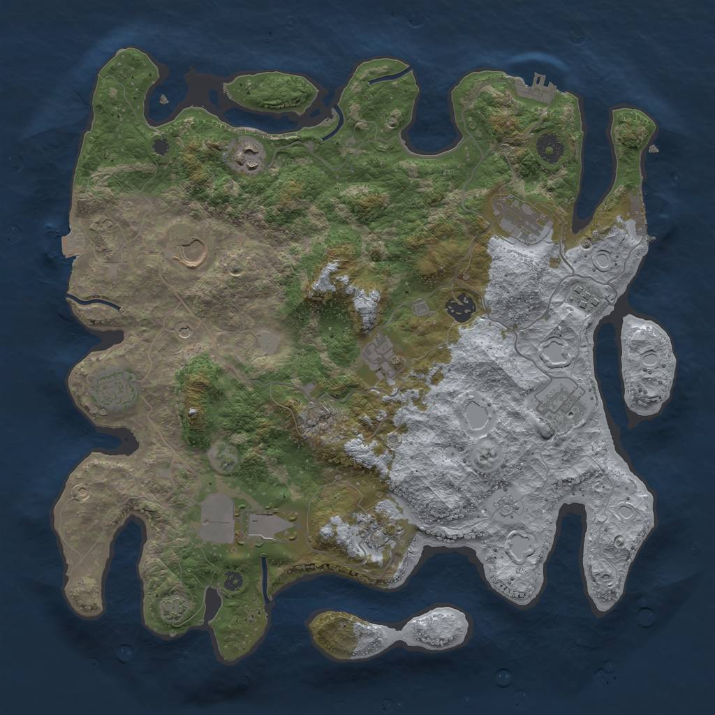 Rust Map: Procedural Map, Size: 3800, Seed: 118605873, 18 Monuments