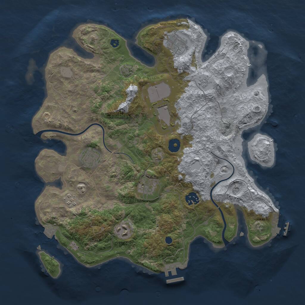 Rust Map: Procedural Map, Size: 3500, Seed: 967713901, 13 Monuments