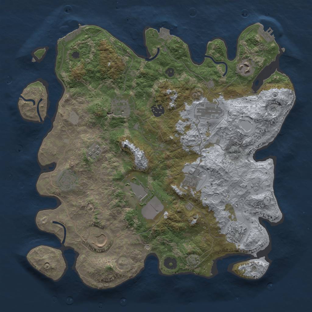 Rust Map: Procedural Map, Size: 3650, Seed: 2712548, 18 Monuments