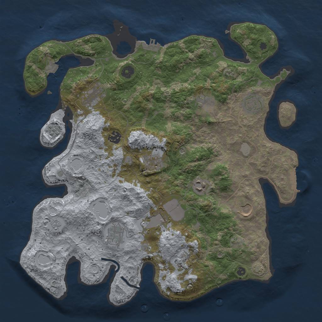 Rust Map: Procedural Map, Size: 3850, Seed: 22943, 19 Monuments