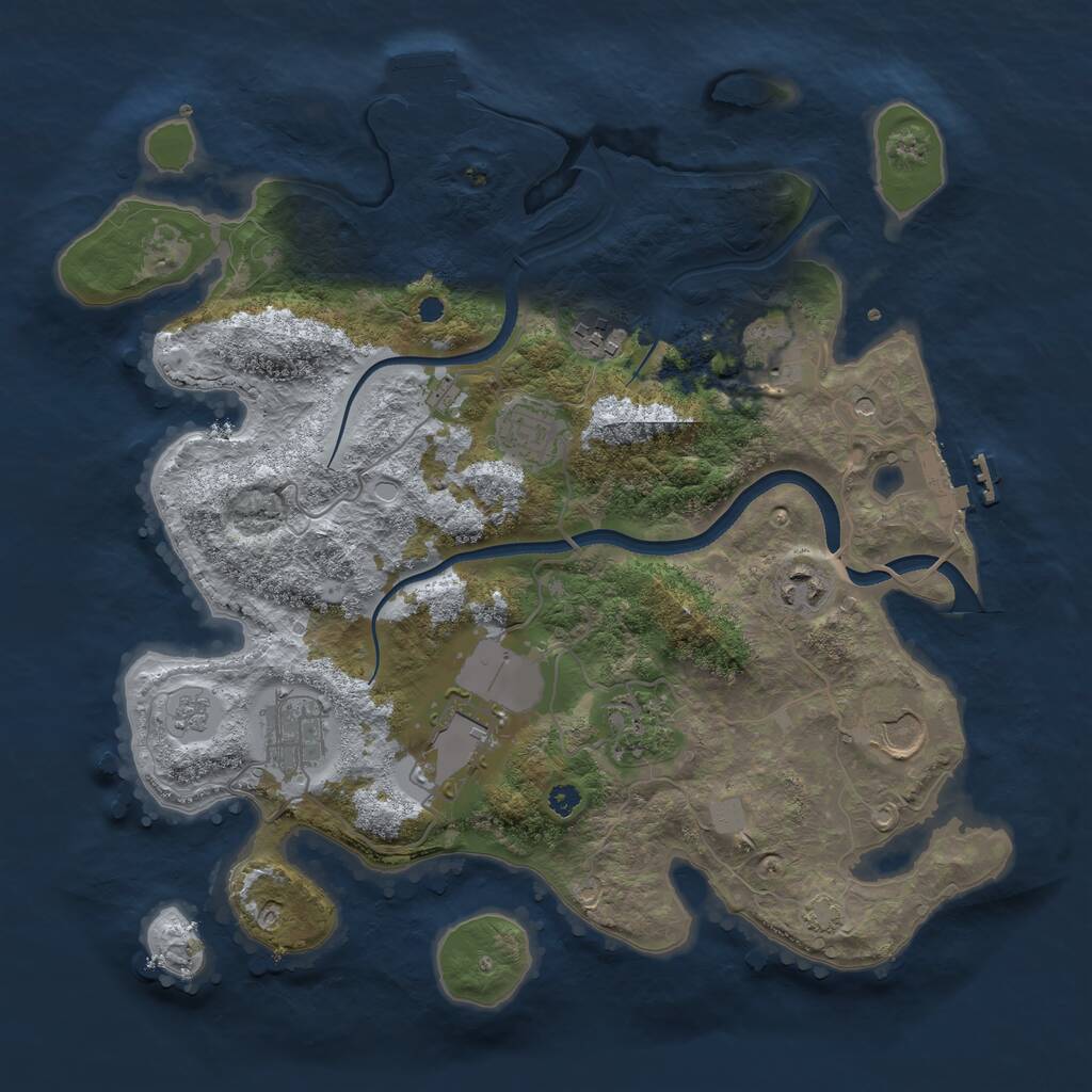 Rust Map: Procedural Map, Size: 3500, Seed: 615822523, 14 Monuments