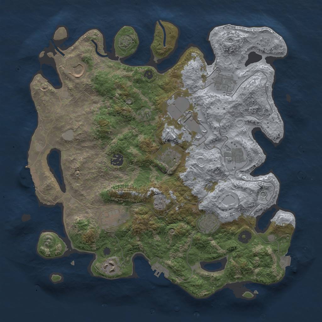 Rust Map: Procedural Map, Size: 3700, Seed: 1352, 18 Monuments