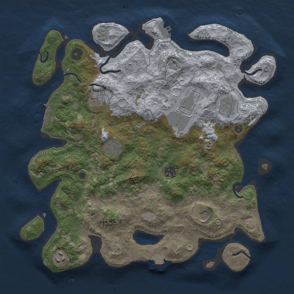 Rust Map: Procedural Map, Size: 3750, Seed: 2027917838, 16 Monuments