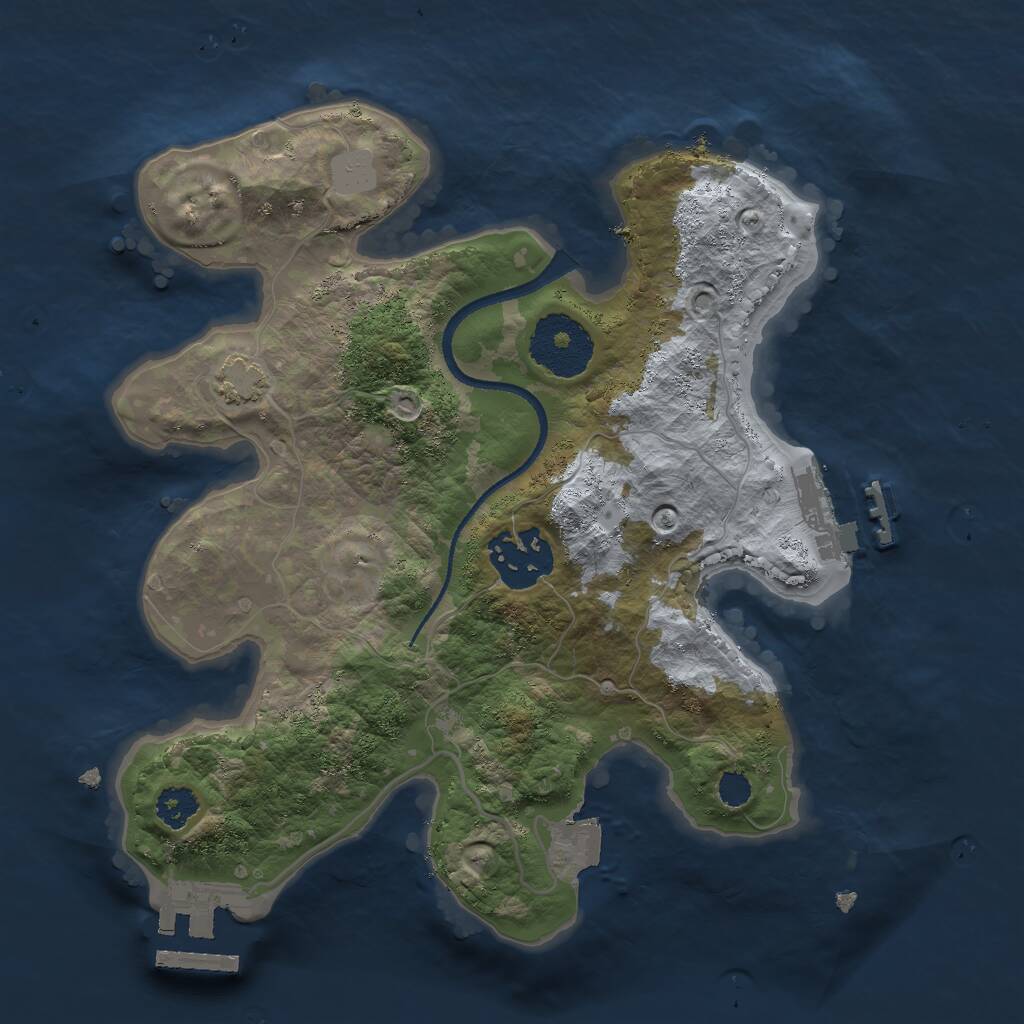 Rust Map: Procedural Map, Size: 2500, Seed: 2011534060, 5 Monuments