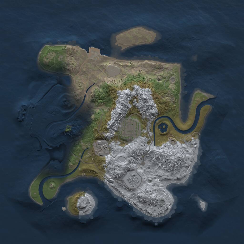 Rust Map: Procedural Map, Size: 2500, Seed: 1791705489, 5 Monuments