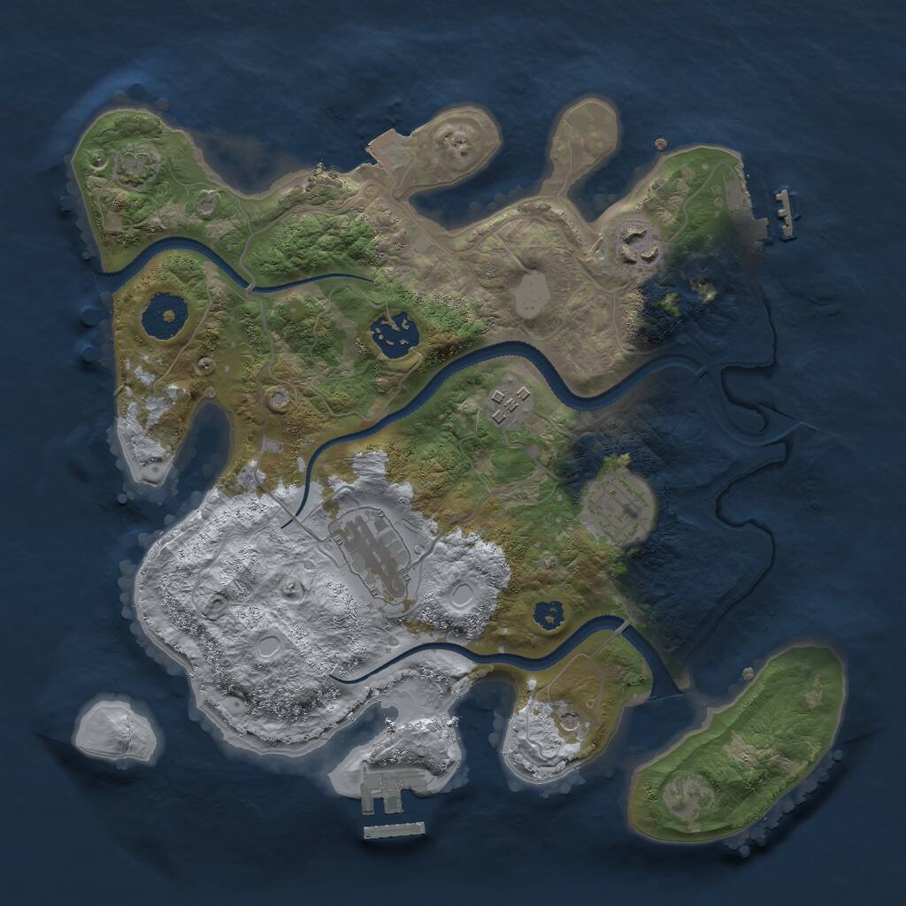 Rust Map: Procedural Map, Size: 3000, Seed: 1091747833, 10 Monuments